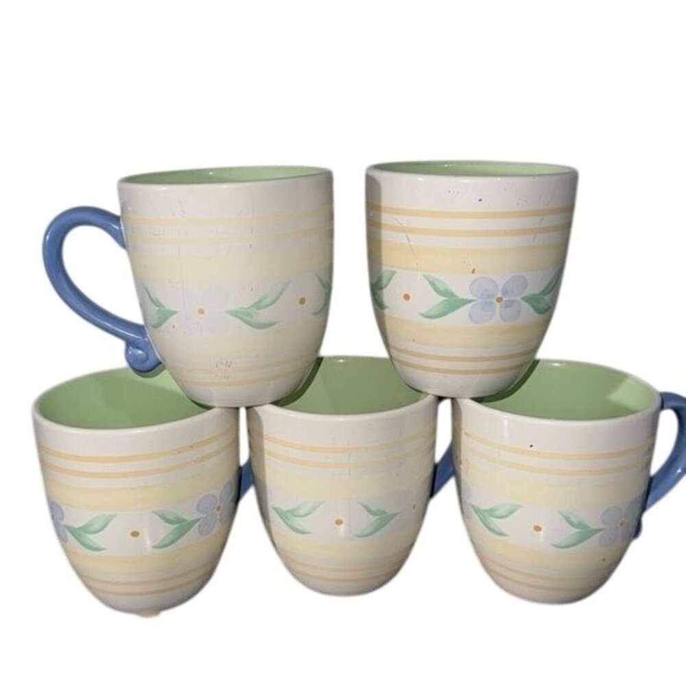 Pfaltzgraff Summer Breeze Coffee Mug Set Of 5 Floral Design Dishwasher & Microwa